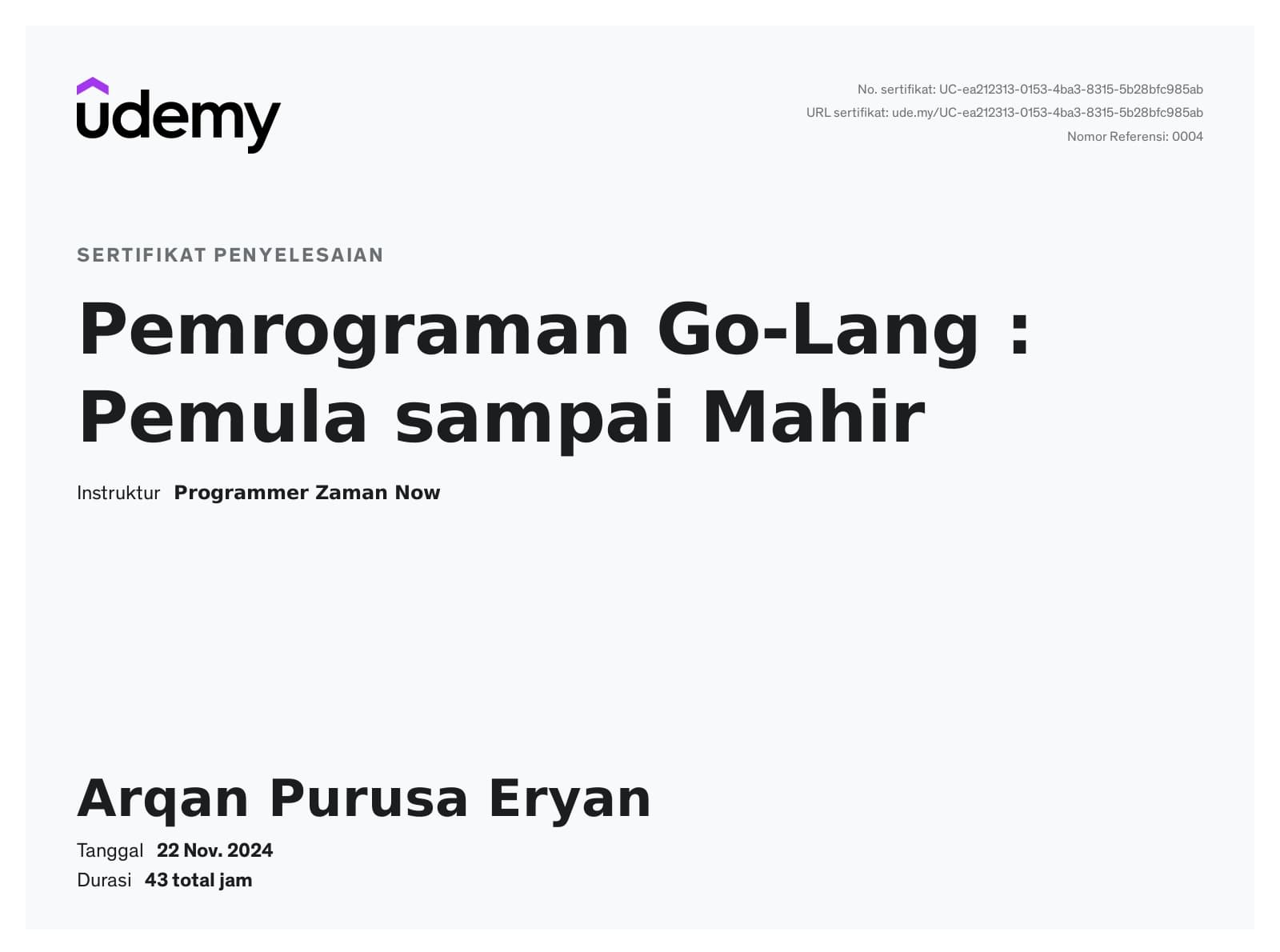 Pemrograman Go-Lang : Pemula sampai Mahir
